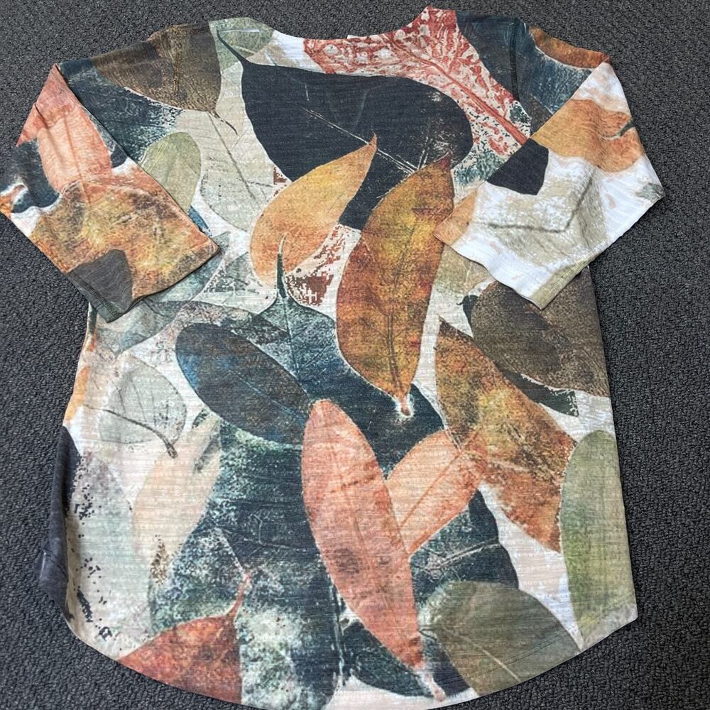 Ateller5 Gozde Yilmaz Shirt Womens Large Leaf Fall Autumn 3/4 Sleeve Tunic - Picture 4 of 9